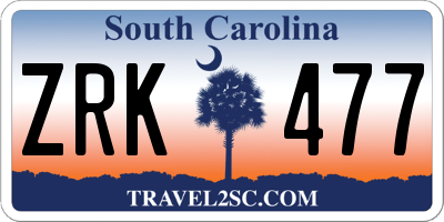 SC license plate ZRK477