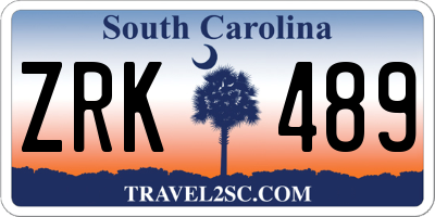 SC license plate ZRK489