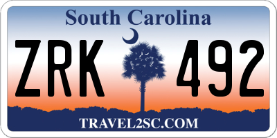 SC license plate ZRK492