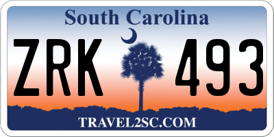 SC license plate ZRK493