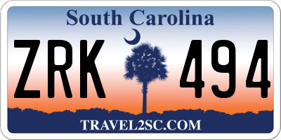 SC license plate ZRK494