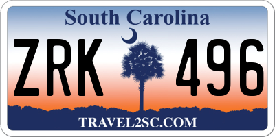SC license plate ZRK496