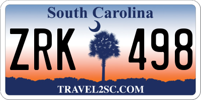 SC license plate ZRK498