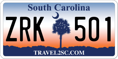 SC license plate ZRK501