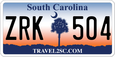 SC license plate ZRK504