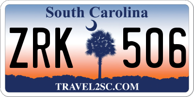 SC license plate ZRK506