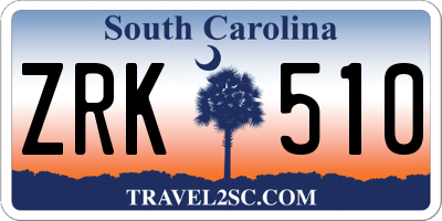 SC license plate ZRK510