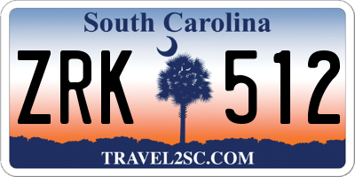 SC license plate ZRK512