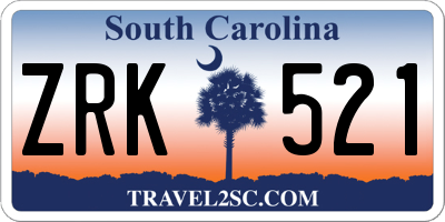 SC license plate ZRK521