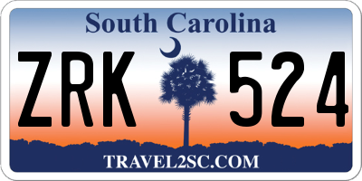 SC license plate ZRK524