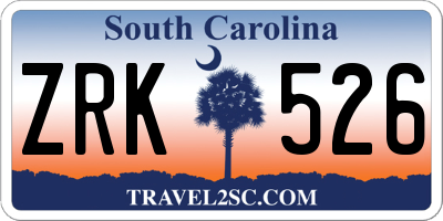 SC license plate ZRK526