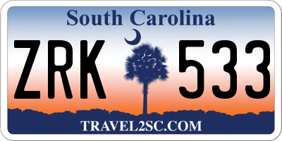 SC license plate ZRK533