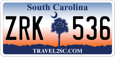 SC license plate ZRK536