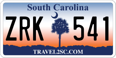 SC license plate ZRK541