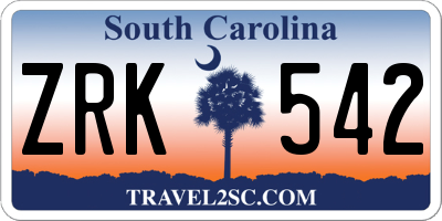 SC license plate ZRK542