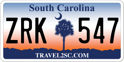 SC license plate ZRK547
