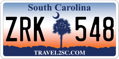 SC license plate ZRK548