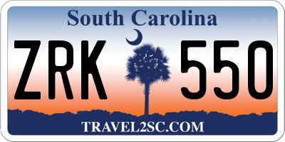 SC license plate ZRK550