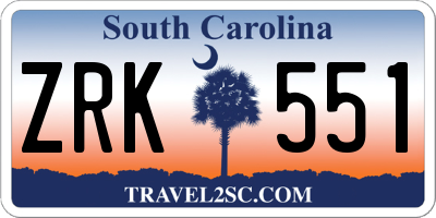 SC license plate ZRK551