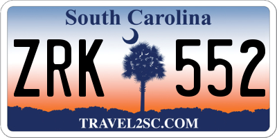 SC license plate ZRK552