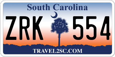 SC license plate ZRK554