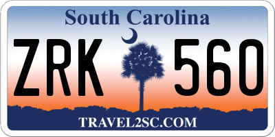 SC license plate ZRK560
