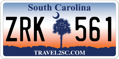 SC license plate ZRK561