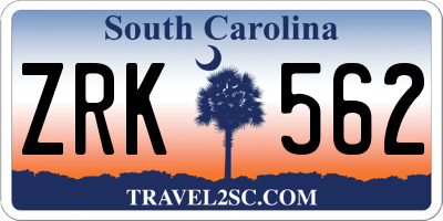SC license plate ZRK562
