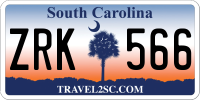 SC license plate ZRK566