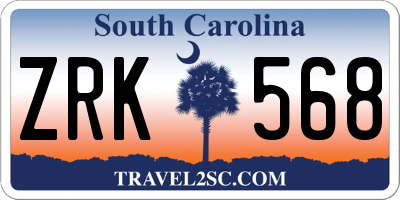 SC license plate ZRK568