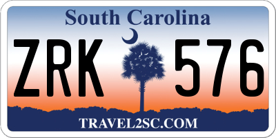 SC license plate ZRK576