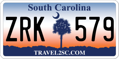 SC license plate ZRK579