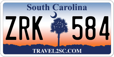 SC license plate ZRK584