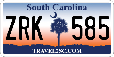 SC license plate ZRK585