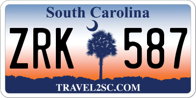 SC license plate ZRK587