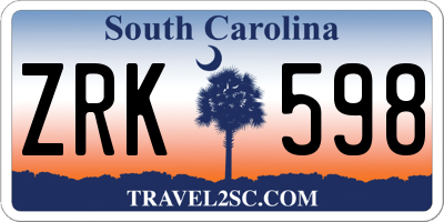 SC license plate ZRK598