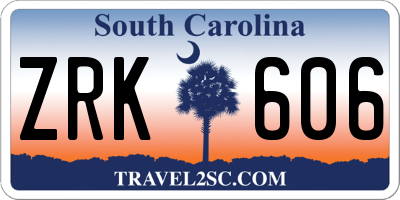 SC license plate ZRK606
