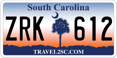 SC license plate ZRK612