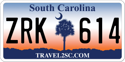 SC license plate ZRK614