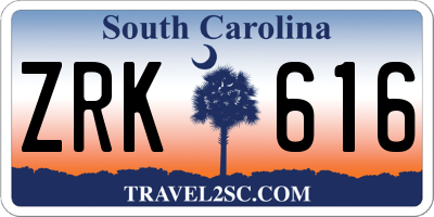 SC license plate ZRK616