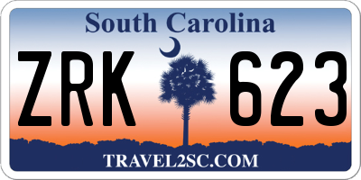 SC license plate ZRK623