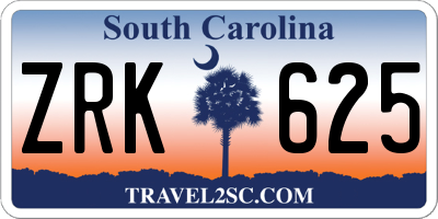 SC license plate ZRK625