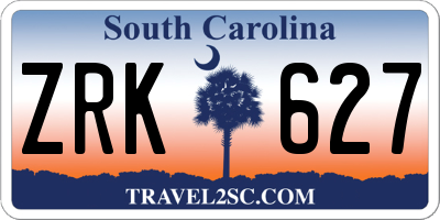 SC license plate ZRK627