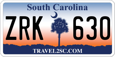 SC license plate ZRK630