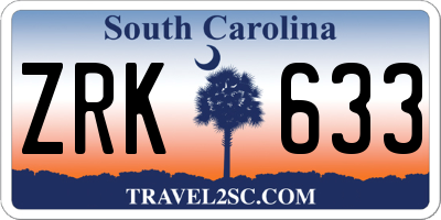 SC license plate ZRK633