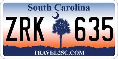 SC license plate ZRK635