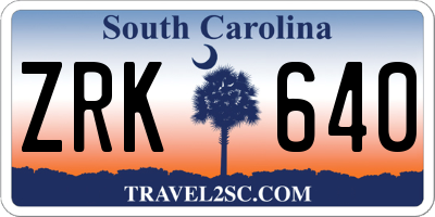 SC license plate ZRK640