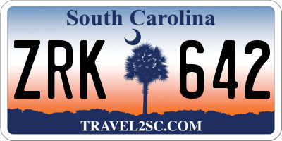 SC license plate ZRK642