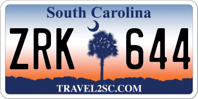 SC license plate ZRK644