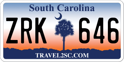 SC license plate ZRK646